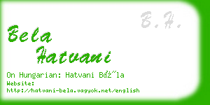 bela hatvani business card